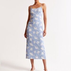 A&F Camille Midi Dress in Blue & White Floral